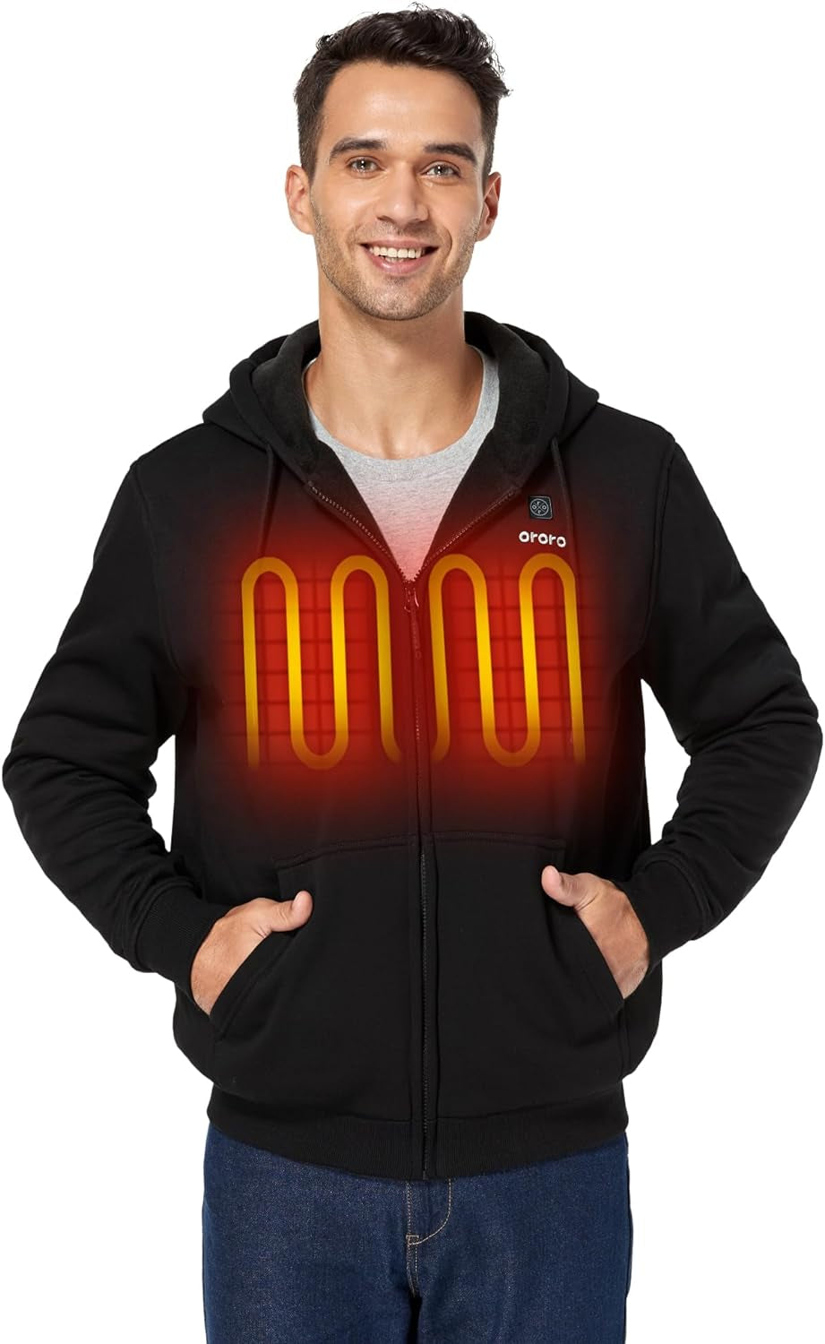 Heated Hoodie with Battery, Fleece Full-Zip Heated Sweatshirt Hoodie for Men Women