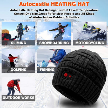 7.4V Heated Hat Men Women Battery Heat Cap Winter Warm Rechargeable Electric Battery Powered Knitted Skull Beanies