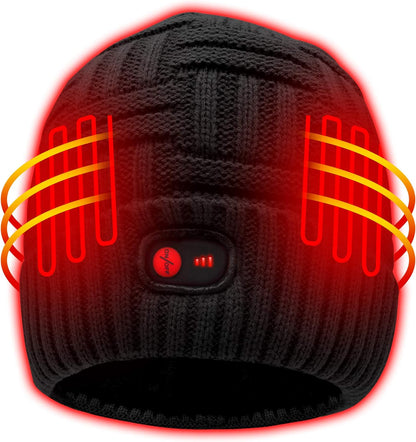 7.4V Heated Hat Men Women Battery Heat Cap Winter Warm Rechargeable Electric Battery Powered Knitted Skull Beanies