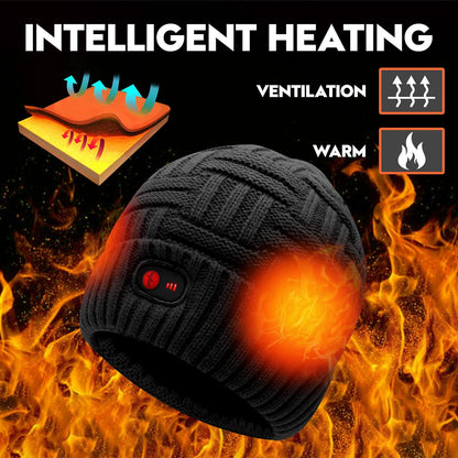 7.4V Heated Hat Men Women Battery Heat Cap Winter Warm Rechargeable Electric Battery Powered Knitted Skull Beanies