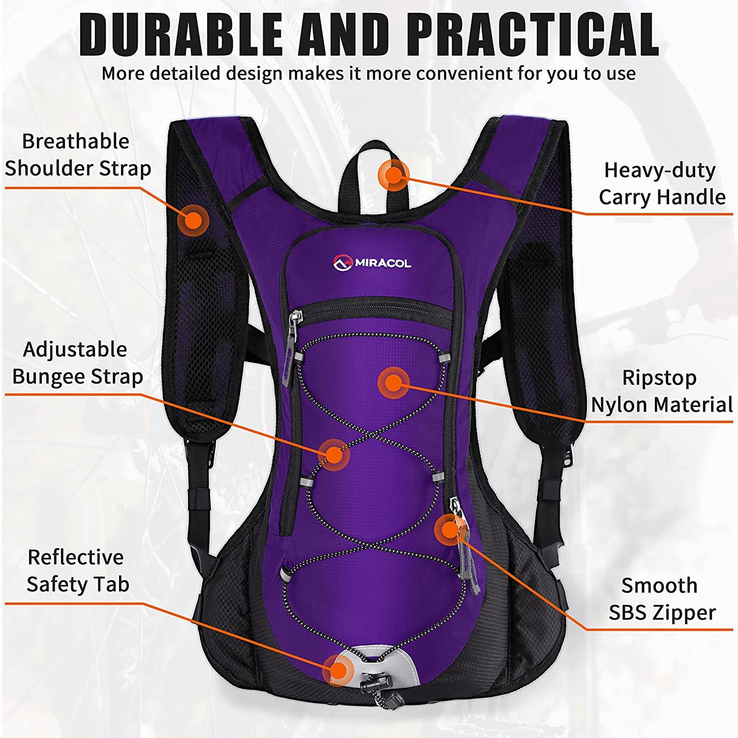 Hydration Pack Water Backpack - Water Pack with 2L Water Bladder - Hydration Backpack Hydropack for Running Biking Cycling Hiking Rave Festival