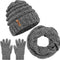 Winter Warm Knitted Scarf Beanie Hat and Gloves Set Men & Women'S Soft Stretch Hat Scarf and Mitten Set