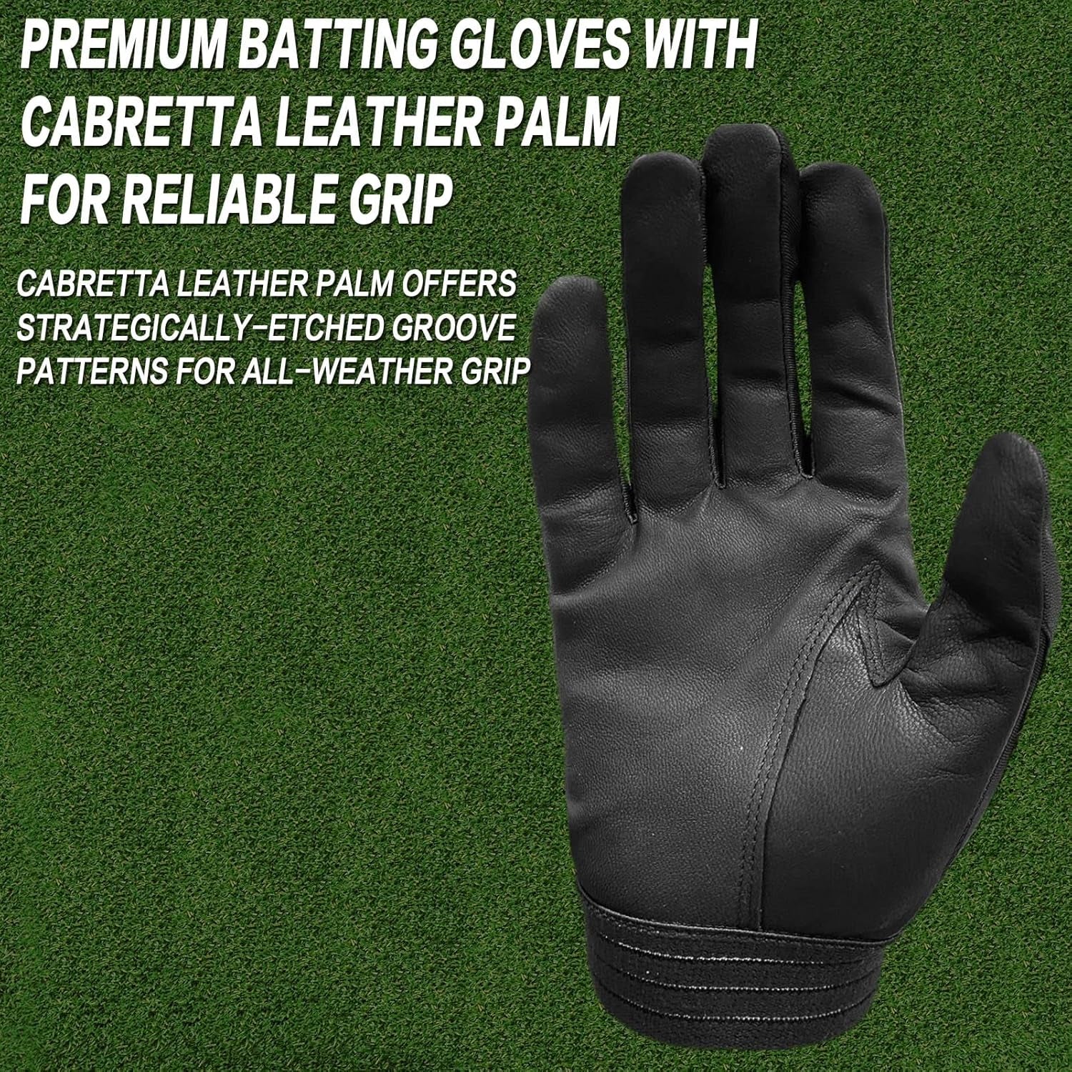 Batting Gloves Men Youth Adult for Baseball Softball Cabretta Leather Batting Glove 1 Pair, Mens Boys Girls Pro Grip Gloves