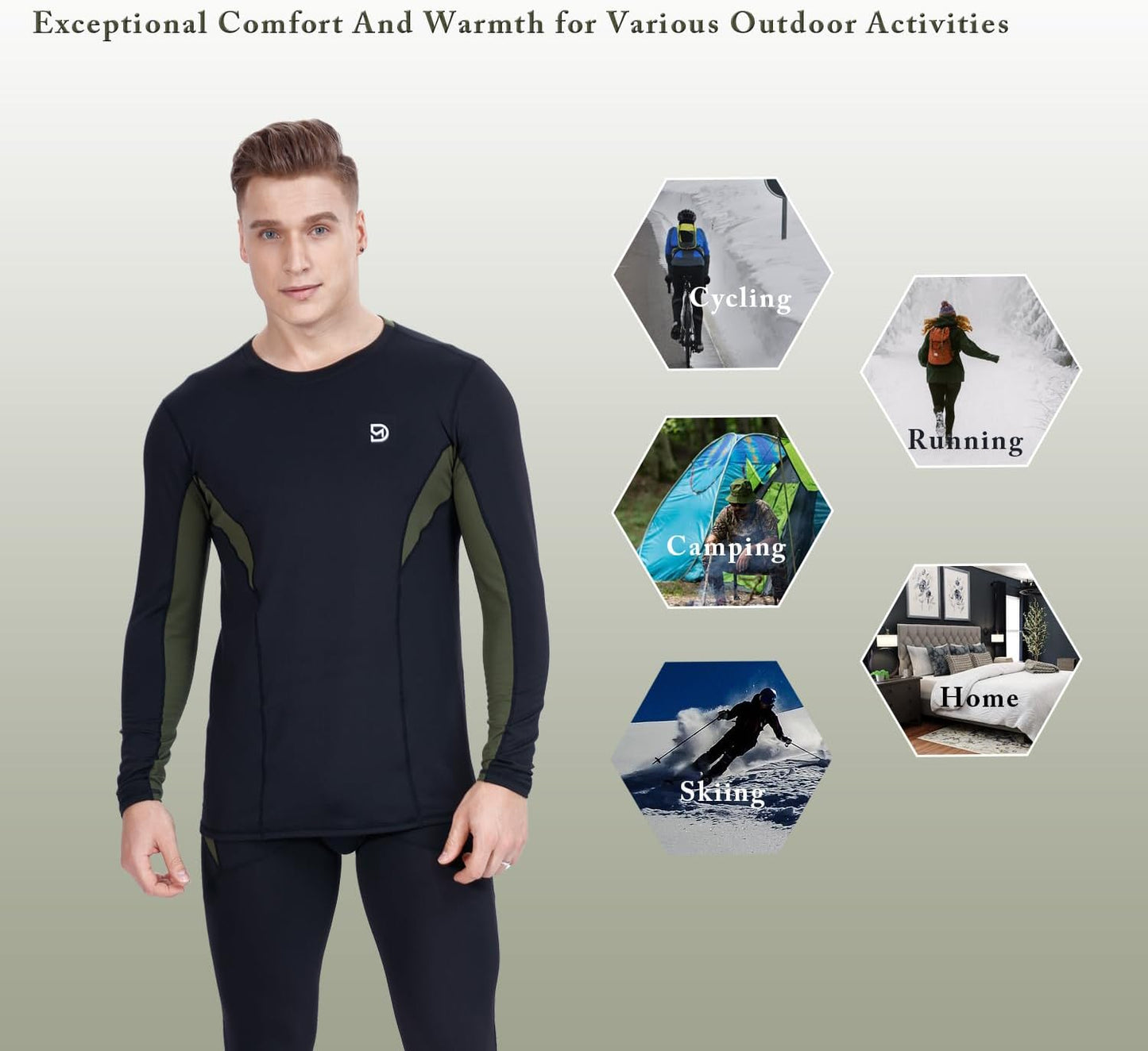 Men'S Thermal Underwear Fleece Lined Performance Fleece Tactical Sports Shapewear Thermal Set