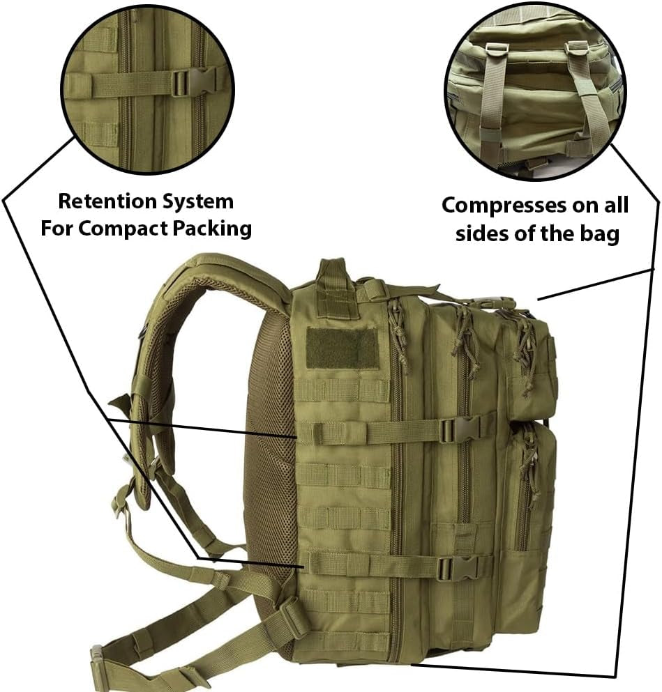 Bravo Backpack - Large Military Hiking Backpack 34L - Molle Hunting Backpack for Men - Waterproof Heavy-Duty Backpack - Tactical Rucksack Backpack - Hydration Pack Compatible (Olive Drab)