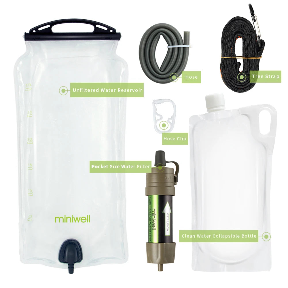 Water Purifier Water Straw Filter Survival Emergency Kit for Hiking,Camping,Survival,Emergency