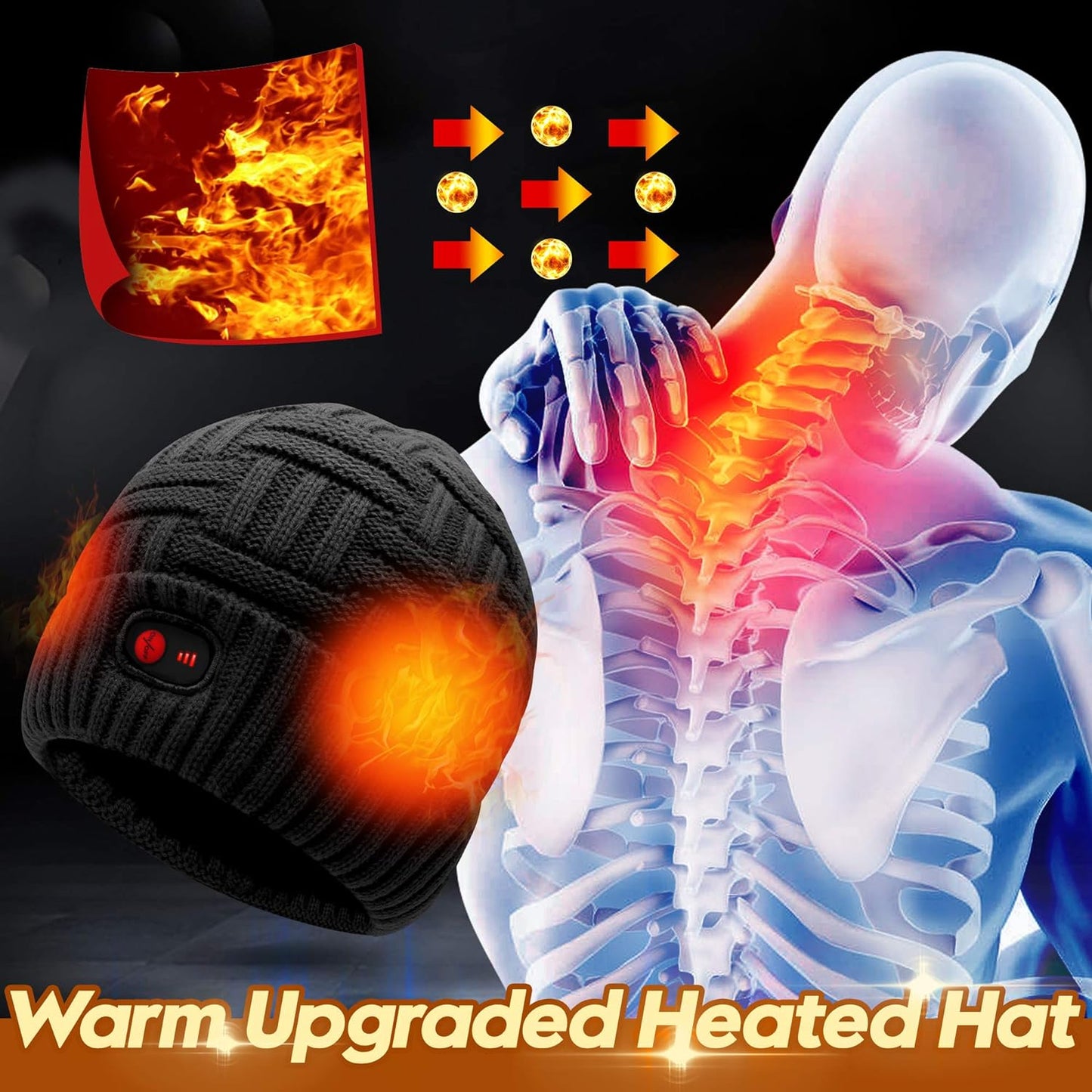 7.4V Heated Hat Men Women Battery Heat Cap Winter Warm Rechargeable Electric Battery Powered Knitted Skull Beanies