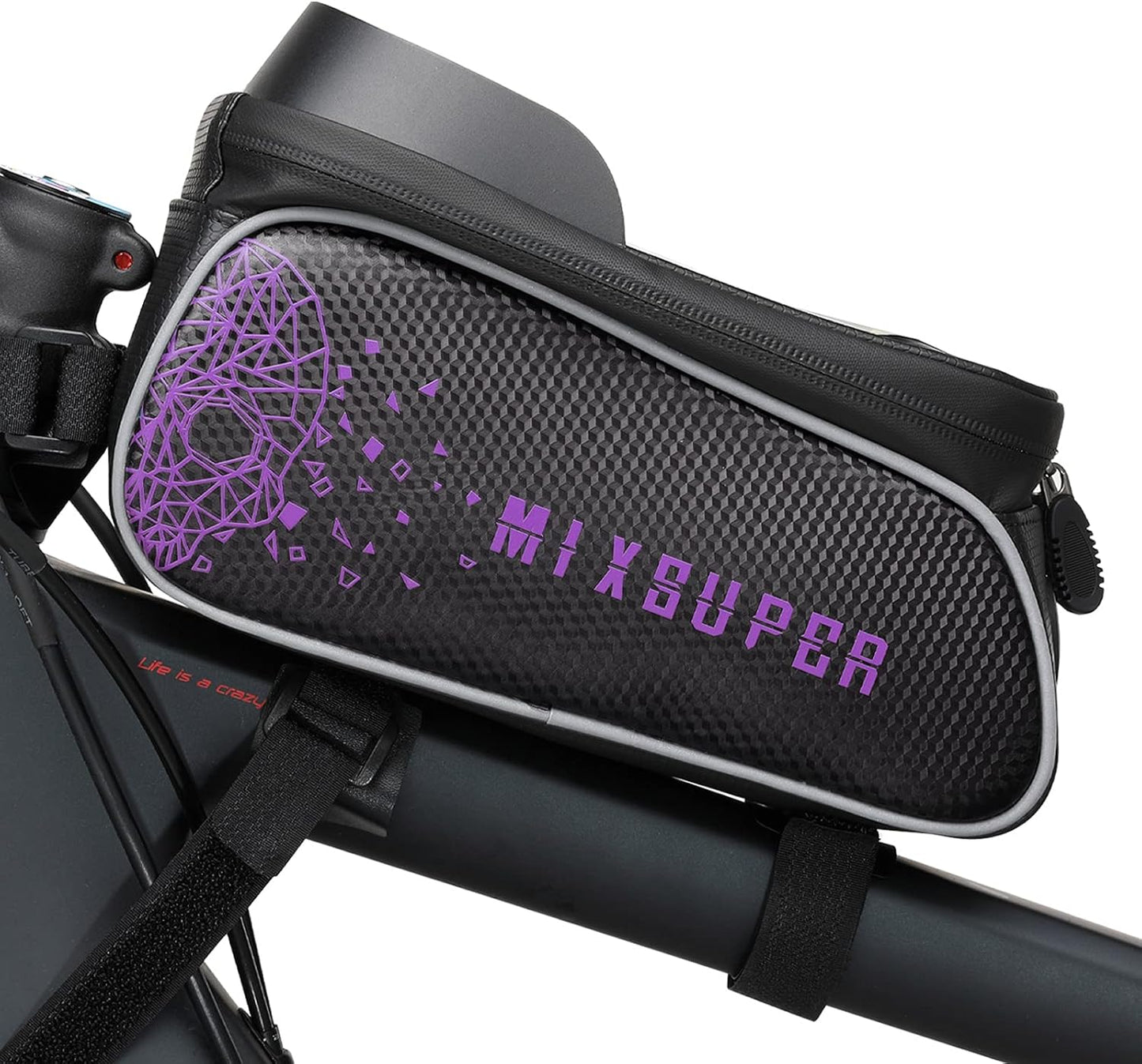 Waterproof Bike Top Tube Bag, Bike Phone Front Frame Bag Compatible with Phone under 6.7"